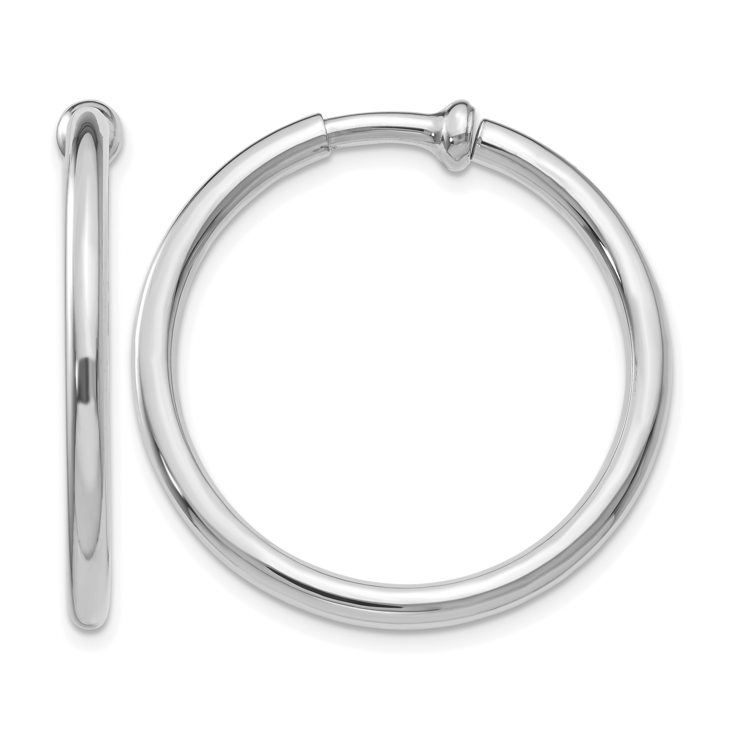 14k White Gold Non-pierced Earring Hoops Earrings (XWE136)