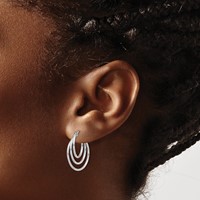 14K White Gold Triple Hoop Earrings view 3