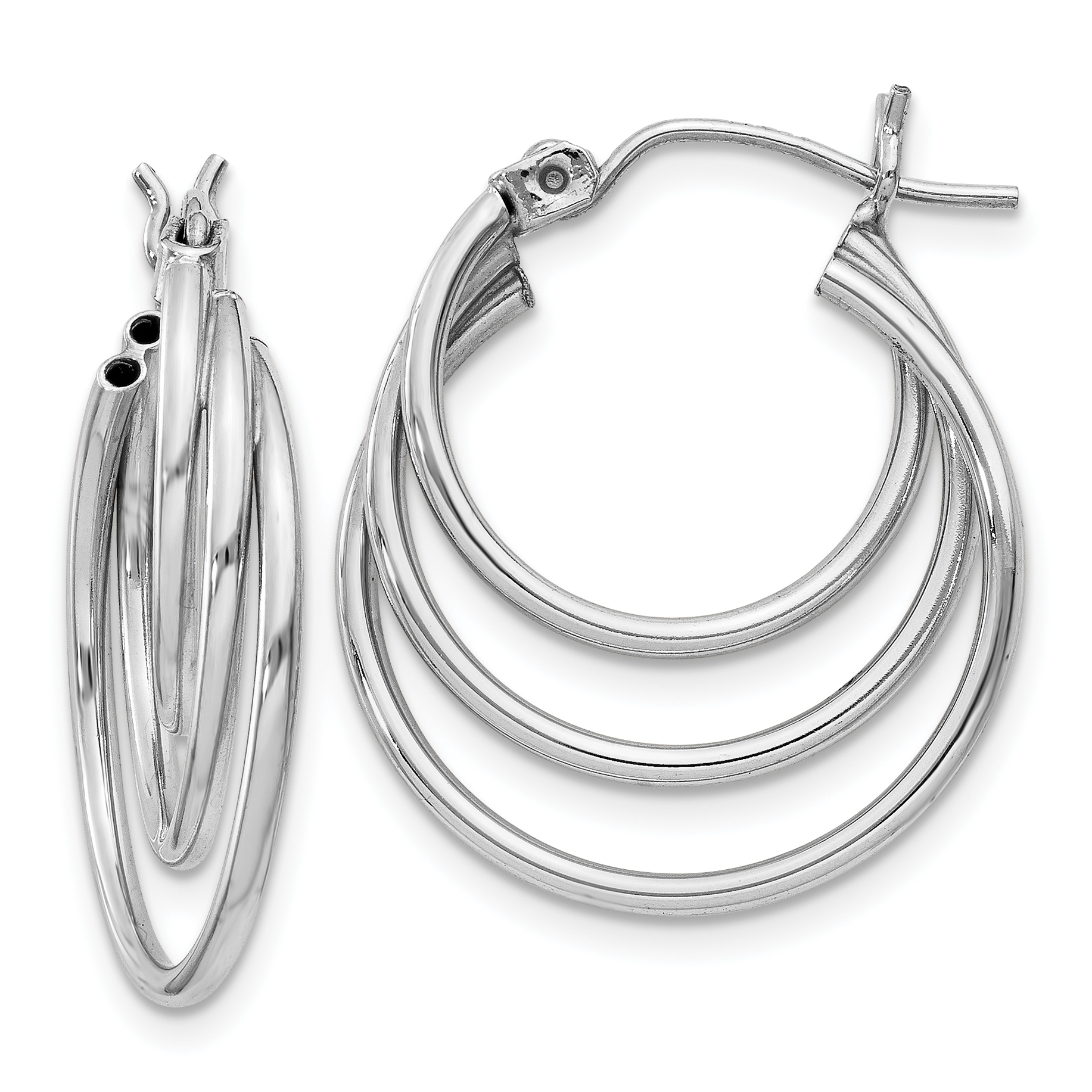 14k White Gold Triple Hoop Earrings (XWE164)