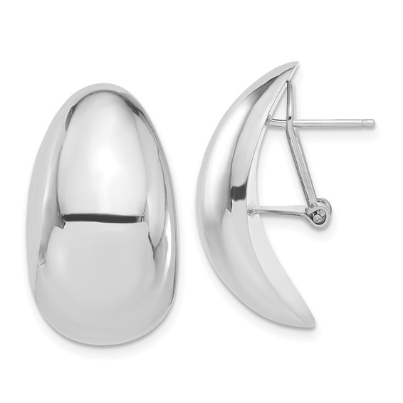 14k White Gold Polished Omega Back Post Earrings