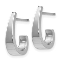 14K White Gold Polished J-Hoop Post Earrings view 2
