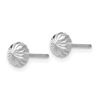 14K White Gold 5mm Polished Diamond-cut Half Ball Post Earrings view 2