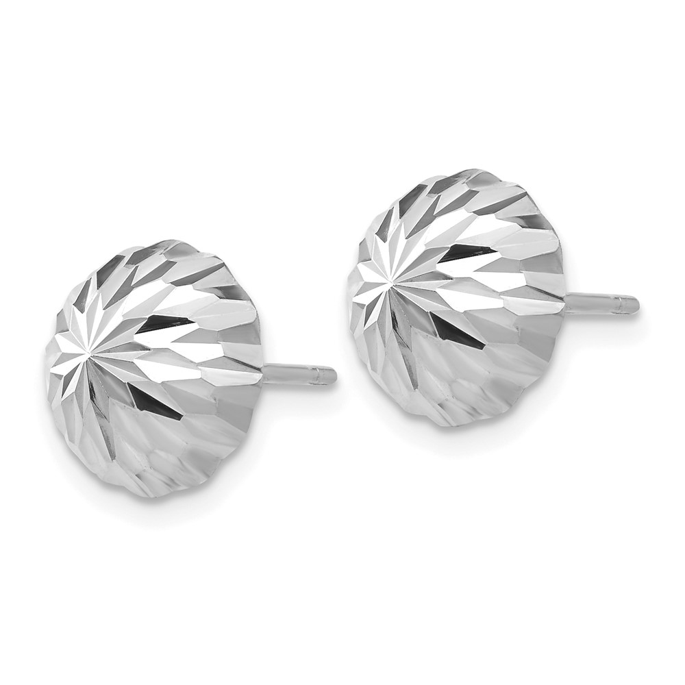 14k White Gold Polished & Diamond-Cut Half Ball Post Earrings (XWE208)