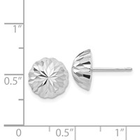 14K White Gold 10mm Polished Diamond-cut Half Ball Post Earrings view 4