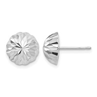 14K White Gold 10mm Polished Diamond-cut Half Ball Post Earrings view 1