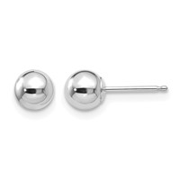 14K White Gold 5mm Polished Puffed Ball Post Earrings view 1