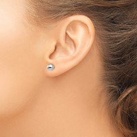 14K White Gold 6mm Polished Puffed Ball Post Earrings view 3