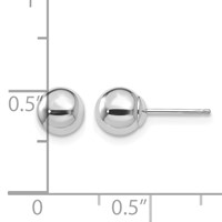 14K White Gold 6mm Polished Puffed Ball Post Earrings view 4