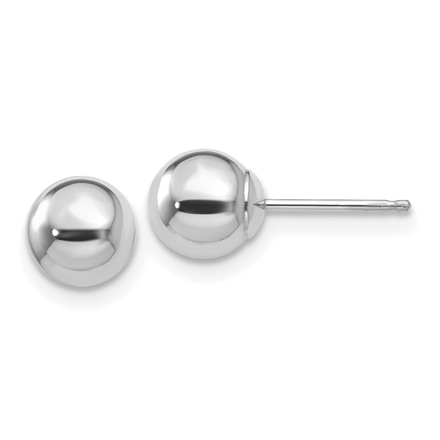 14k White Gold Polished 6mm Ball Post Earrings (XWE323)