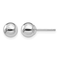 14K White Gold 6mm Polished Puffed Ball Post Earrings view 1