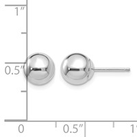 14K White Gold 7mm Polished Puffed Ball Post Earrings view 4