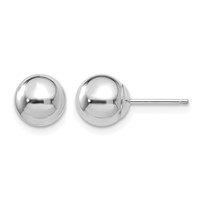 14K White Gold 7mm Polished Puffed Ball Post Earrings view 1