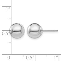 14K White Gold 8mm Polished Puffed Ball Post Earrings view 4