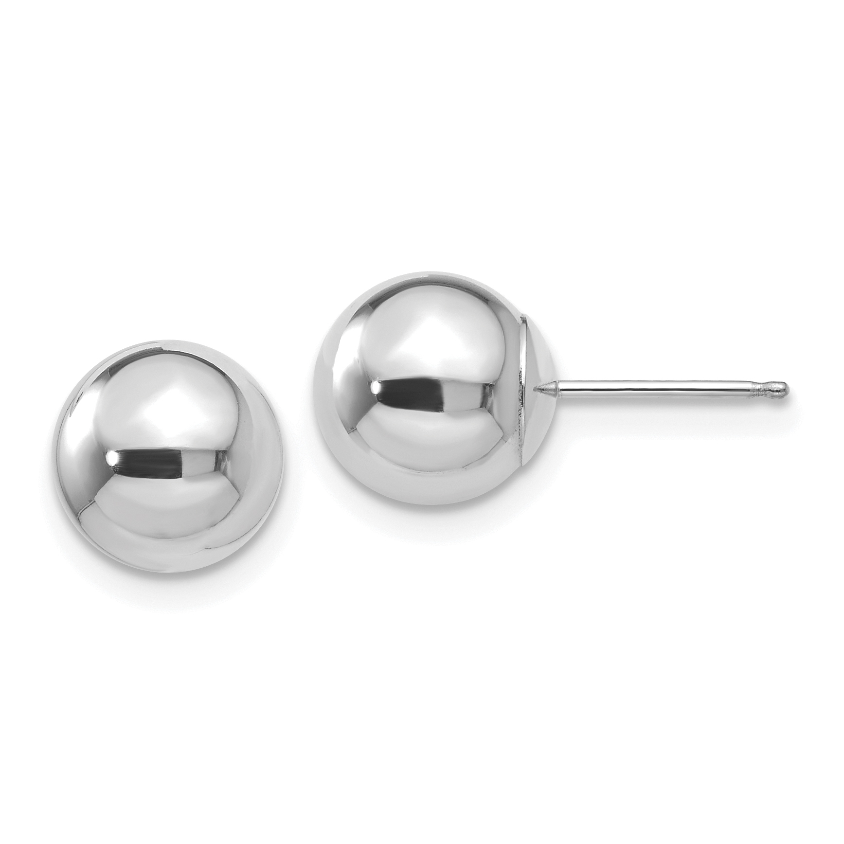 14k White Gold Polished 8mm Ball Post Earrings (XWE325)