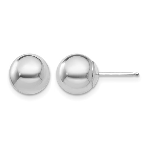 14K White Gold 8mm Polished Puffed Ball Post Earrings