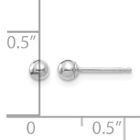 14K White Gold 3mm Polished Puffed Ball Post Earrings view 4