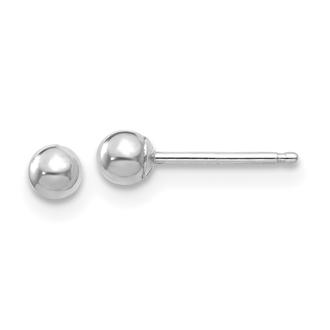 14k White Gold Polished 3mm Ball Post Earrings (XWE326)