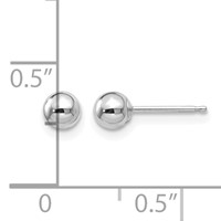 14K White Gold 4mm Polished Puffed Ball Post Earrings view 4