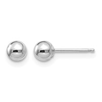 14K White Gold 4mm Polished Puffed Ball Post Earrings view 1