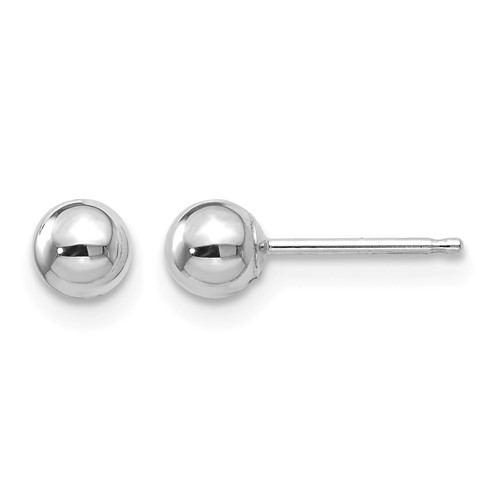 14K White Gold 4mm Polished Puffed Ball Post Earrings