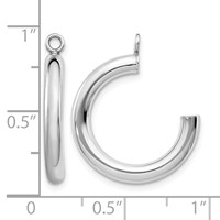 14K White Gold Polished 3x 24mm Tube Hoop Earring Jackets view 4
