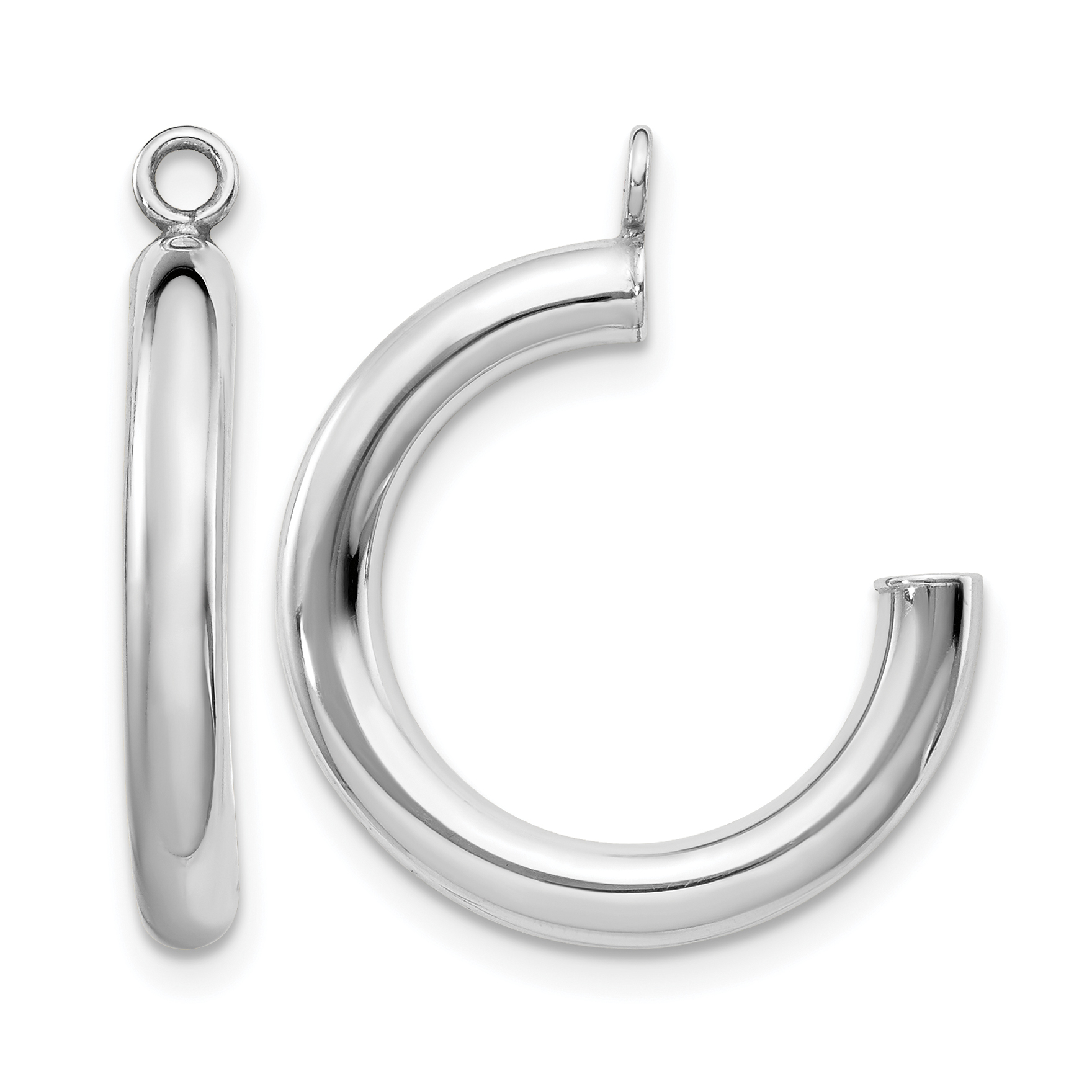 14k White Gold Polished Tube Hoop Earring Jackets (XWJ6)