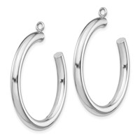 14K White Gold Polished 3x 30mm Tube Hoop Earring Jackets view 2
