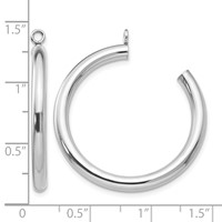 14K White Gold Polished 3x 30mm Tube Hoop Earring Jackets view 4