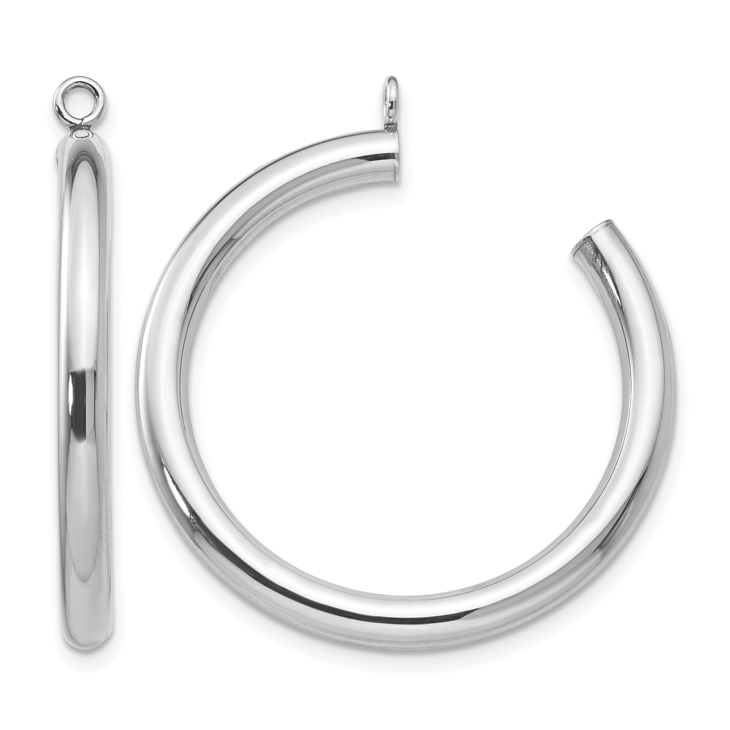 14k White Gold Polished Tube Hoop Earring Jackets (XWJ7)