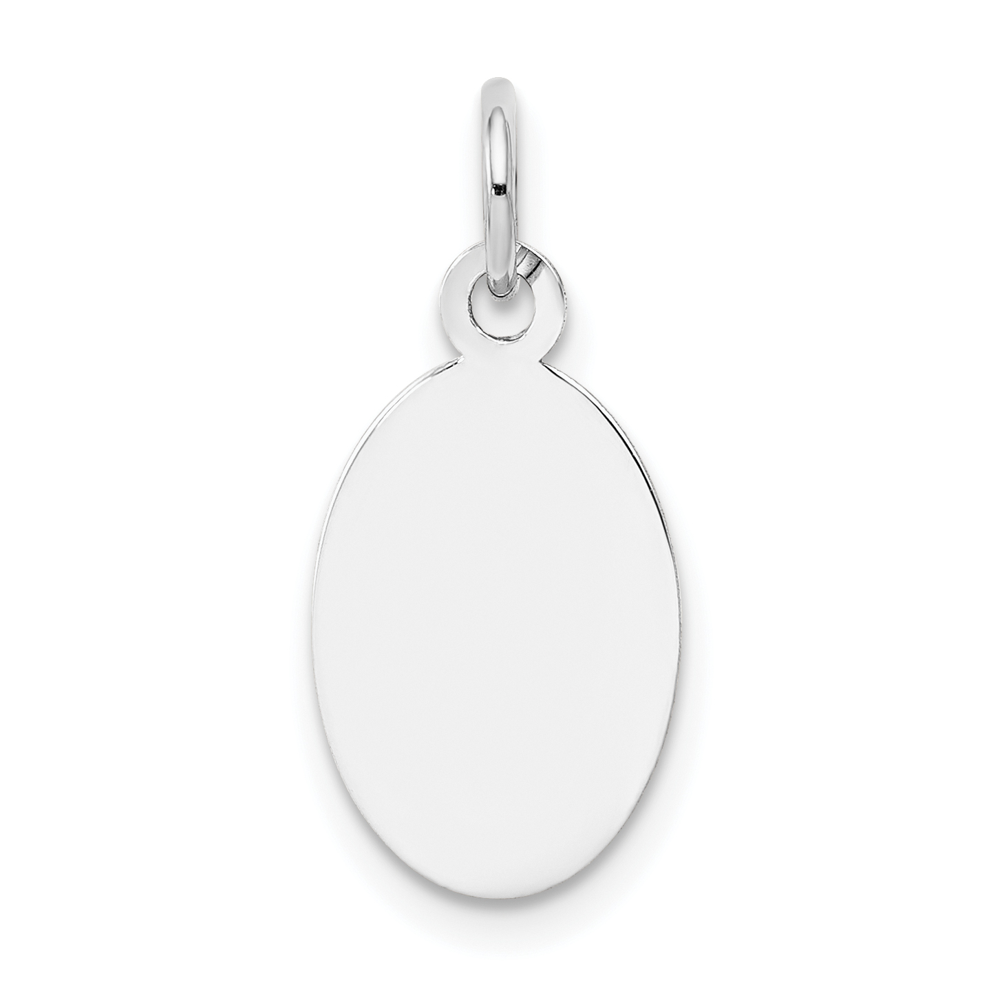 14k White Gold Plain .009 Gauge Oval Engravable Disc Charm (XWM100/09)