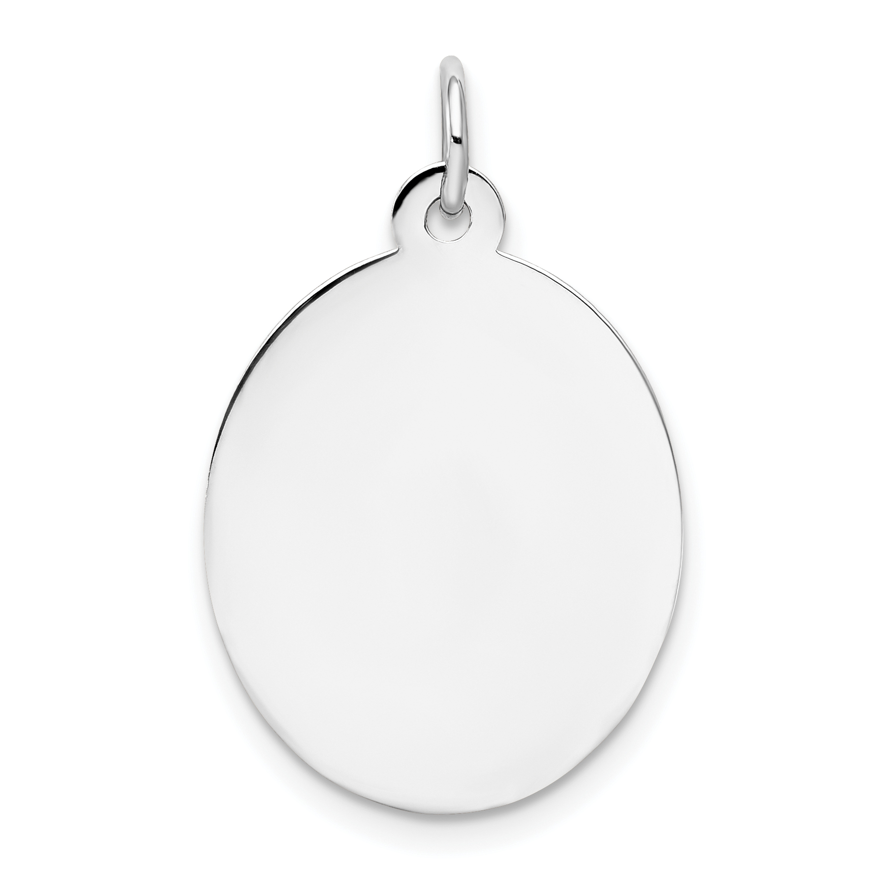 14k White Gold Plain .027 Gauge Oval Engravable Disc Charm (XWM101/27)