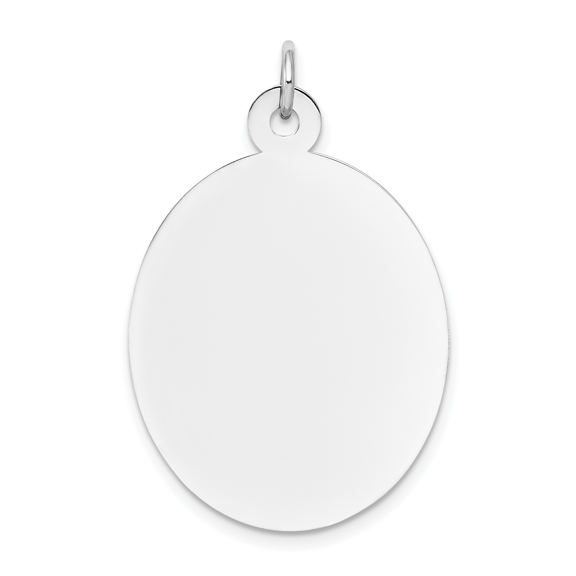 14k White Gold Plain .027 Gauge Oval Engravable Disc Charm (XWM102/27)