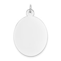 14K White Gold Plain 26.9x 22.5mm.027 Gauge Oval Engravable Disc Charm view 1