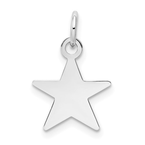 14K White Gold Plain.013 Gauge Engravable 14x 11mm Star Disc Charm