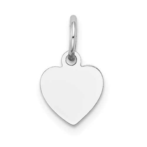 14K White Gold Plain.009 Gauge Engravable Heart 11x 9mm Disc Charm