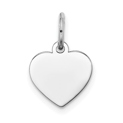 14K White Gold Plain.018 Gauge Engravable Heart 12x 10mm Disc Charm