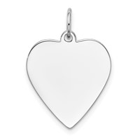 14K White Gold Plain.027 Gauge Engravable Heart 21x 18mm Disc Charm view 1