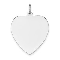 14K White Gold Plain.035 Gauge Engravable Heart 24x 21mm Disc Charm view 1