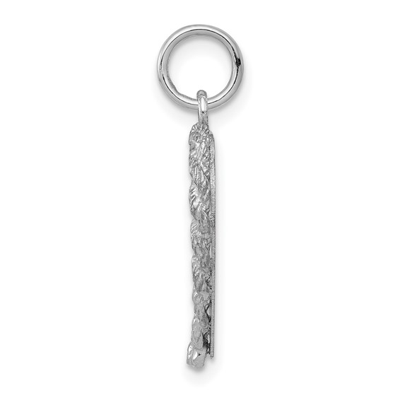 14k White Gold Etched Design with Rope Edge .013 Gauge Engravable Heart 20x16mm Disc Charm