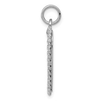 14K White Gold Etched Design Charm with Rope Edge.013 Gauge Engravable Heart 24x 19mm Disc view 2