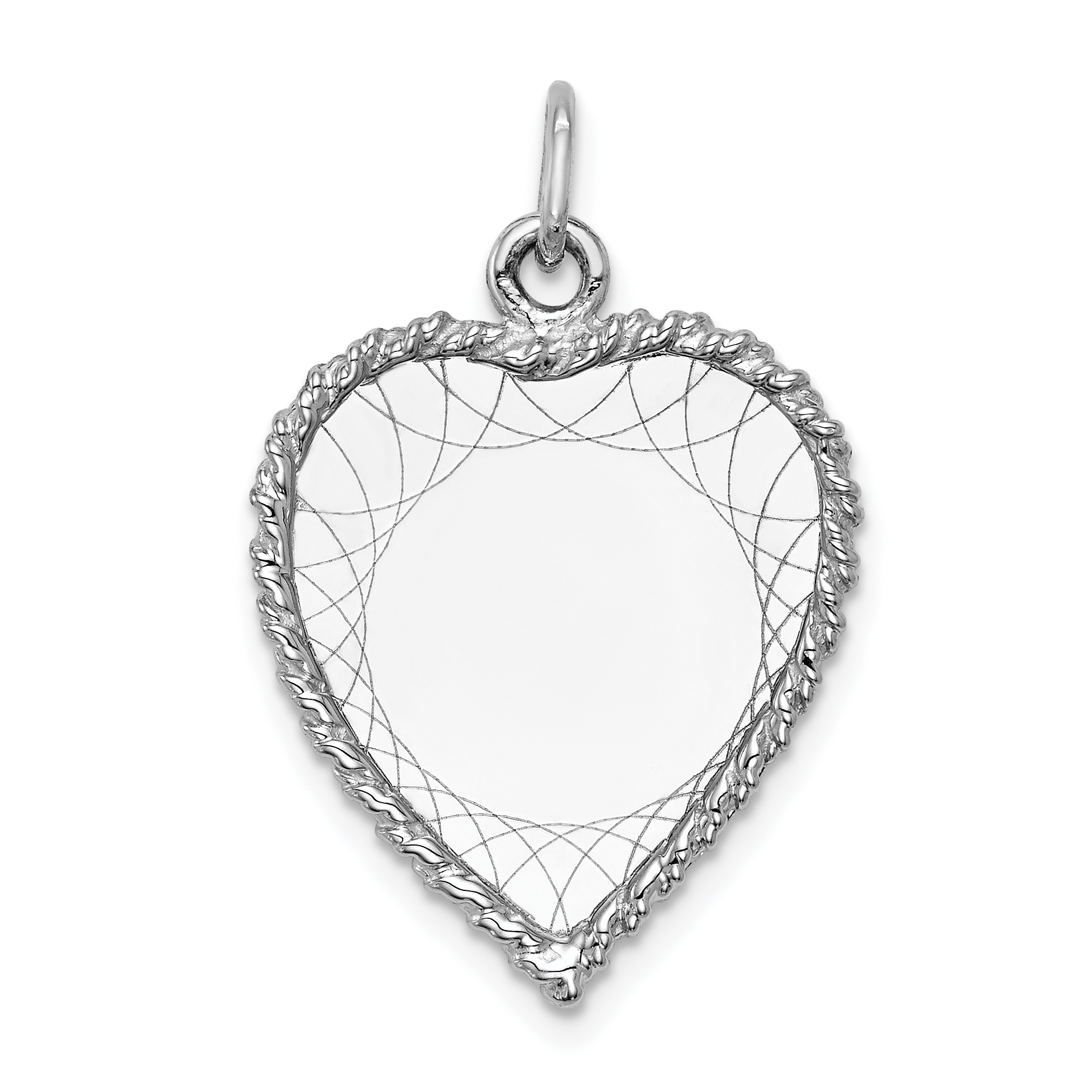 14k White Gold Etched Design .013 Gauge Engravable Heart Charm (XWM123/13)