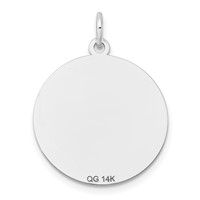 14K White Gold Etched Design Edge.027 Gauge Round Engravable 19mm Disc Charm view 3