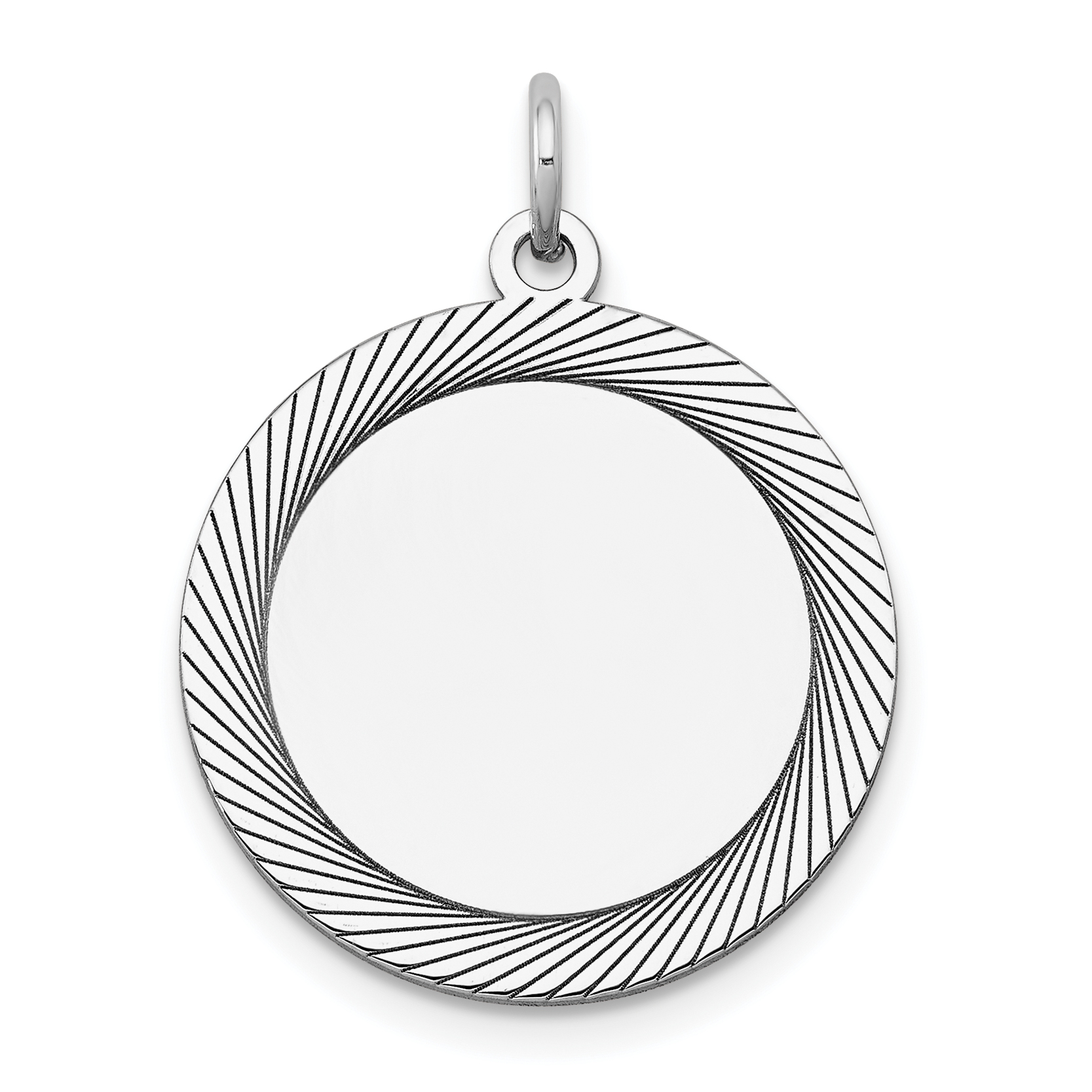 14k White Gold Etched Design .027 Gauge Round Engravable Charm (XWM132/27)