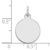 14K White Gold Plain .009 Gauge Round Engravable 12mm Disc Charm view 3
