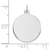 14K White Gold Plain.018 Gauge Round Engravable 19mm Disc Charm view 4
