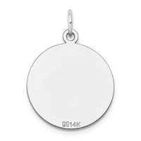 14K White Gold Plain .011 Gauge Round Engravable 19mm Disc Charm view 3