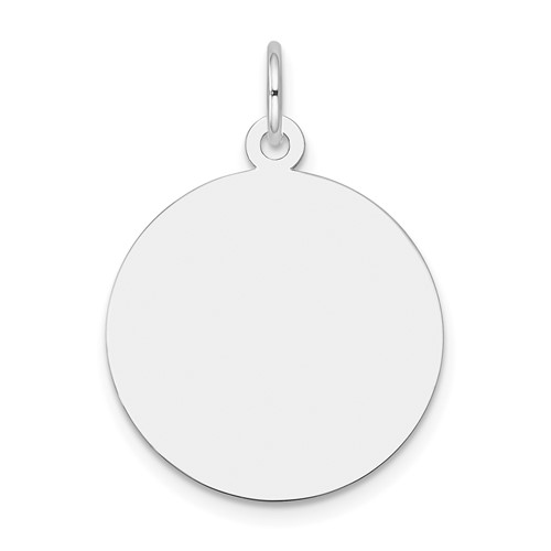 14K White Gold Plain.011 Gauge Round Engravable 19mm Disc Charm