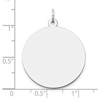 14K White Gold Plain.018 Gauge Round Engravable 24mm Disc Charm view 3
