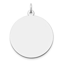 14K White Gold Plain.018 Gauge Round Engravable 24mm Disc Charm view 1