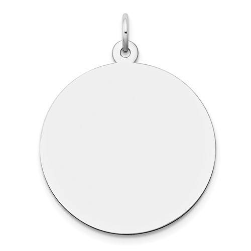 14K White Gold Plain.027 Gauge Round Engravable 24mm Disc Charm